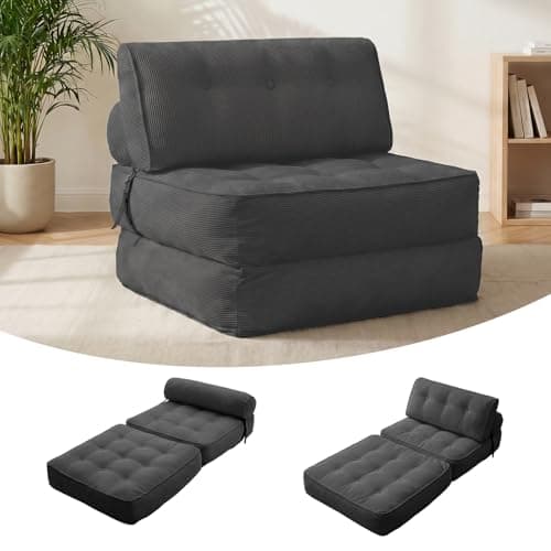 3 in 1 Foldable Compact Sofa Bed, Modular Floor Sofa with Headrest and Lumbar Cushion, Convertible Lounger Chair to Guest Bed for Living Room Dorms Bedroom, No Assembly Required,800 lbs Capacity