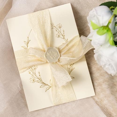 Pilloze 50 Pcs Ivory White Rose Style Wax Seal Stickers, Self Adhesive Wax Seal for Wedding Invitation, Easy Use Good Adhesion, Ivory White Rose Envelope Stickers Perfect for Invitation - Thumbnail 5