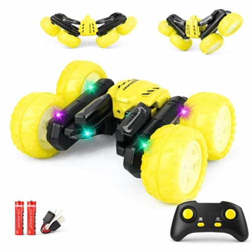 Titrot Remote Control Car for Kids, 360° Rotating Stunt Car, Double-Sided Driving, 2.4GHz RC Car, Rechargeable All-Terrain Toy, LED Glowing Wheels with Projection, for Boys & Girls Ages 4-8 - Image 1