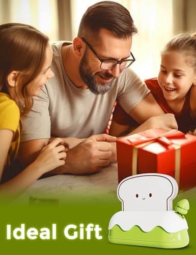 L LOHAS LED Cute Toaster Night Lights for Kids, Kawaii Stuff Bread Desk Lamp with Smile Face, Rechargeable Desk Decor for Bedroom, Besides, Dinning, Nursery Night Light for Kids, Boys, Girls, Gifts - Thumbnail 5