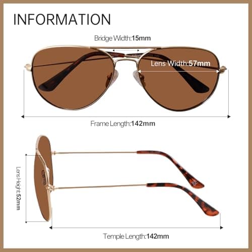Vylenxio Classic Aviator Sunglasses for Women Men, Teardrop UV400 Lenses - Thumbnail 4