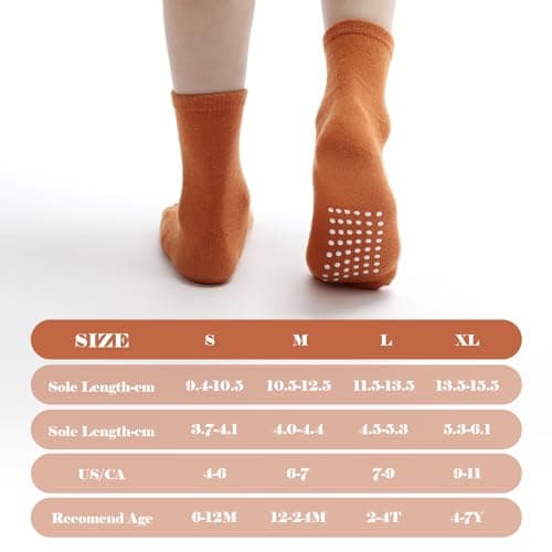 JAKIDAR 12 Pack Baby Toddler Socks Non Slip Grip Cotton Crew Socks for Boys Girls Infants Kids, Orange Sunset, 12-24 Months - Thumbnail 5