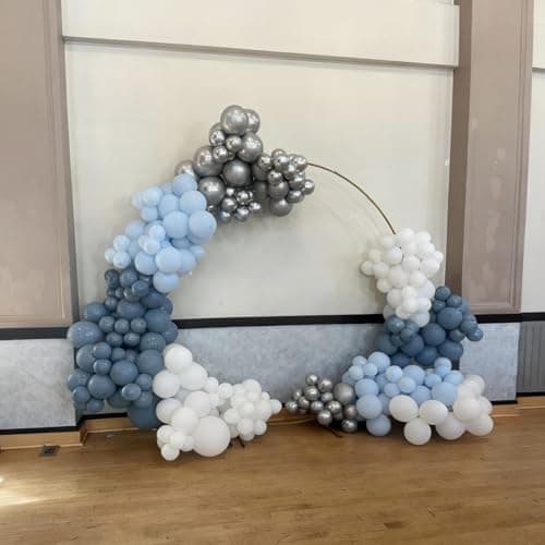 60Pcs Dusty Blue Balloons, 60Pcs 12 Inch Blue and White Balloons with Dusty Pastel Light blue White Clear balloons for Baby Shower Gender Reveal Bridal Shower Birthday Party Decorations - Thumbnail 5