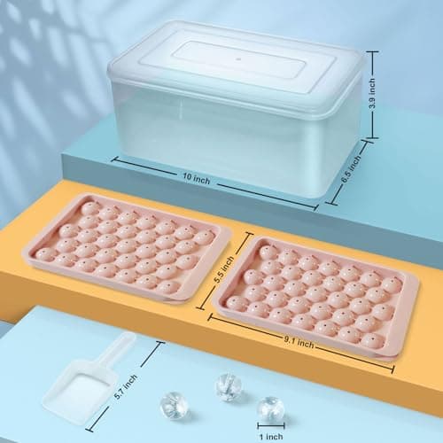 WIBIMEN Ice Cube Tray with Lid and Bin - Round Ice Trays for Freezer with Lid - Ice Cube Trays for Freezer with Ice Container (1"-2PACK Pink) - Thumbnail 6