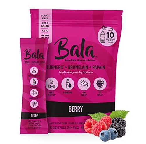 Bala Enzyme Hydration & Sugar Free Hydration Packets, Turmeric Drink Mix - May Contribute to Overall Wellness - Zero Sugar Electrolytes Powder Packets, Berry 0.25 oz. (10 Count) - Image 1