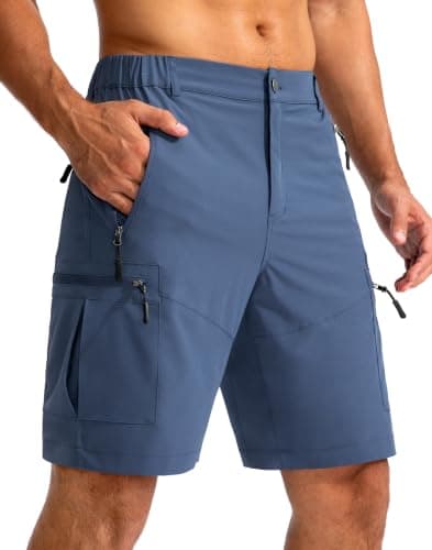 Pudolla Men's Hiking Cargo Shorts 9" Lightweight Outdoor Work Shorts for Men Travel Golf Camping Casual with 5 Zipper Pockets(Dark Navy Medium) - Image 1
