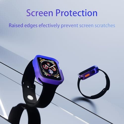 SDOCEBF Ultra Thin Soft TPU Bumper Case for Apple Watch Series 11/10 46mm, Upgraded Scratch Resistant Full Coverage iWatch Protective Cover with Raised Edge, Blue-Purple - Thumbnail 2