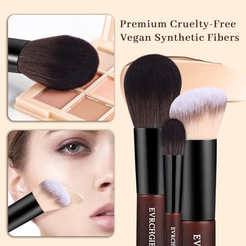 Travel Makeup Brush Set, 15 pcs Mini Makeup Brushes and 2 Puff for Foundation, Powder, Eyeshadow, Highlight, Contour, Blush & Concealer, Small Makeup Brush Set Purse Size with Case (black and brown) - Thumbnail 5