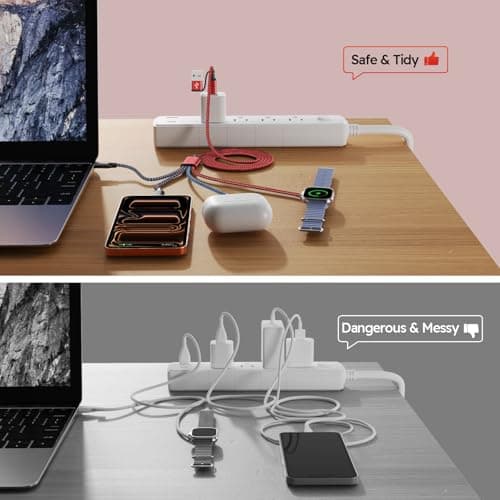 Dual Type-C Port 4in2 USB C Cable for iPhone Watch Charger/iPhone 17 Charger/Lightning,Multi Charging Cable Cord for iWatch Charger,Charger for Multiple Devices Compatible with iWatch&iPhone 16-12 5FT - Thumbnail 6