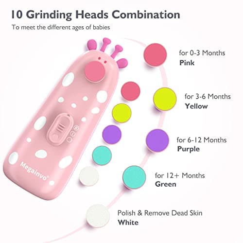 Baby Nail Trimmer Electric Baby Nail File Safe Baby Nail Clippers with Light 10 Grinding Heads Queit Baby Nail Polish Grooming Kit for Newborn Infant Toddler Toes Fingernails Care, Pink - Thumbnail 2
