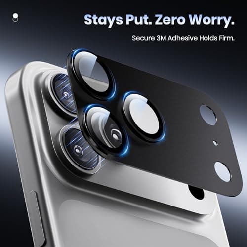 Hoerrye for iPhone 17 Pro Max Camera Lens Protector - [12FT Shatterproof Military Grade] [Strong Adsorption] Metal 9H+ Tempered Glass Camera Screen Full Cover Case Friendly,Black - Thumbnail 4
