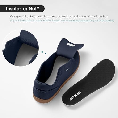 AIRHAS Mens Barefoot Shoes Lightweight Walking Shoes Wide Toe Box Flexible Zero Drop Sneakers for Men Summer Minimalist Casual Shoes(Navy/Gum,10.5) - Thumbnail 5