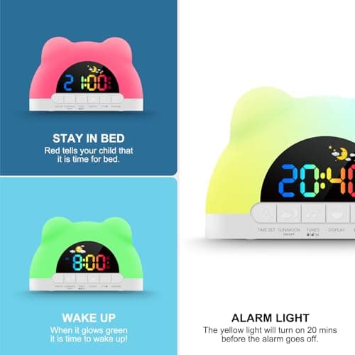Azyh Alarm Clock for Kids, Ok to Wake Clock with Green Light Red Light, Children's Sleep Trainer,10 Ringtones,3 Brightness, Dual Alarms, Digital Alarm Clock for Adults Boy Girl Toddler Bedroom - Thumbnail 2