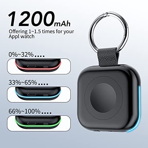 HUOTO Portable Charger for Apple Watch,Wireless Magnetic iWatch Charger 1200mAh Power Bank Travel Keychain Accessories Smart Chargers for Apple Watch Series 11/10/9/8/7/6/SE/5/4/3/2/1/UItra/UItra 2 - Thumbnail 2