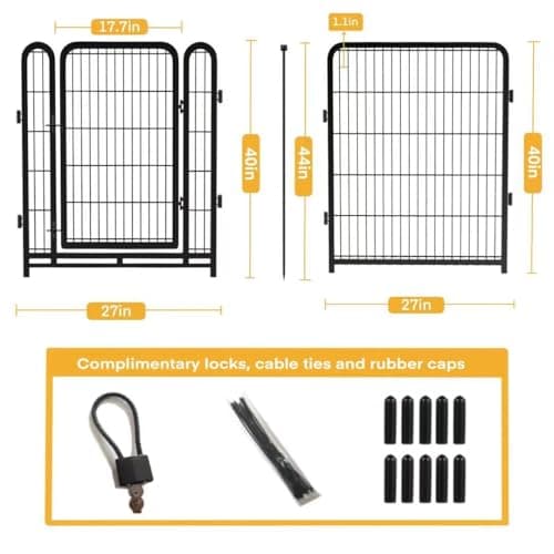 Getlay Outdoor Dog Playpen 40inch 14 Panels, Puppy Playpen Indoors, Metal Dog Pen Heavy Duty Pet Puppy Exercise Pen for Rv Camping Garden Yard, Wide Door Low Threshold Pet Fence Total 31 Ft Long - Thumbnail 3