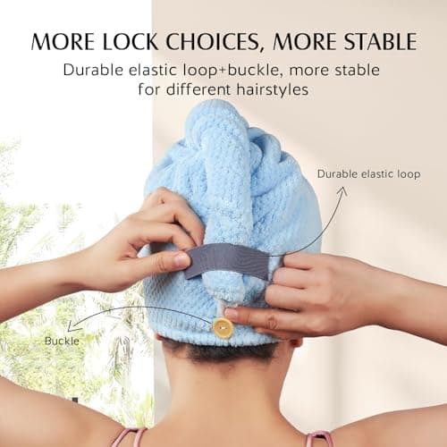 YFONG 3 Pack Large Microfiber Hair Towel Wrap, 30" x 10" Thicker Anti Frizz Quick Dry Hair Towels for Women Long, Curly, Thick Hair, Super Absorbent Hair Turban for Wet Hair (Grey, Pink, Blue) - Thumbnail 6