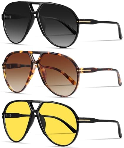 YMRFW Oversized Retro Aviator Sunglasses for Women Men Classic 70s Trendy Vintage Style Large Frame Sun Glasses - Image 1