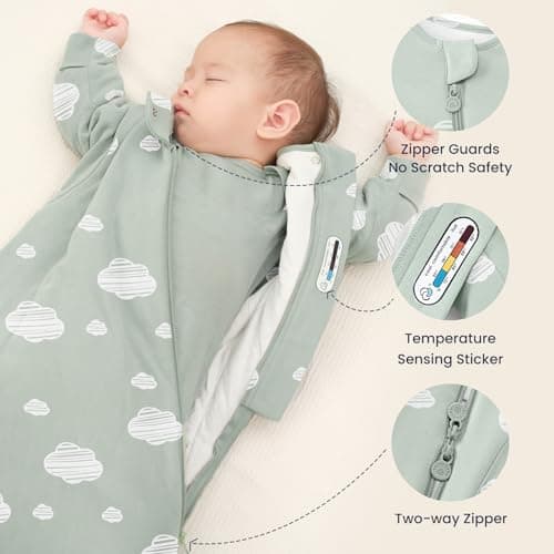 Unisex Sleeping Bag for Babies and Toddlers 1.0 Tog Sleep Sack 0-6 Months, Baby Sleep Sack, Newborn Sleep Sack, Wearable Blanket Baby, One Piece Long Sleeves, Gifts for Toddlers - Thumbnail 5