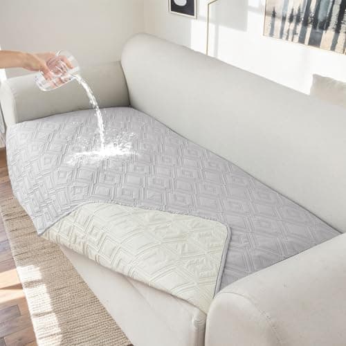 Genina 100% Waterproof Couch Cover for 3 Cushion Couch Sofa Cover for Dogs, Anti-Slip Sofa Covers Washable Couch Covers for Sectional Sofa L Shape Couch Protector, 1 Piece (Off White, Sofa Large) - Image 1