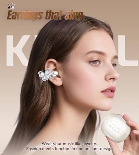 King Lucky Open Ear Earbuds Clip on Wireless Bluetooth 5.4 Headphones with Mic,50H Play,ENC Call,Waterproof,Jewelry Ear Buds,Comfortable for Small Ears&Glasses Wearers,Workouts (04-White) - Thumbnail 2