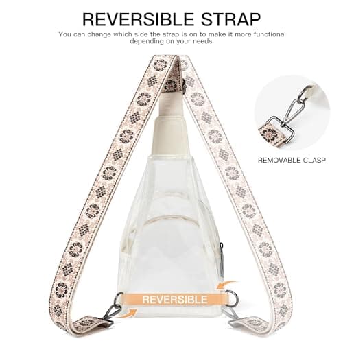 LATMAP Clear bags Stadium Approved Crossbody Fanny Pack Sling Bag Backpack Purses for Women Men for stadium events Unisex White - Thumbnail 6