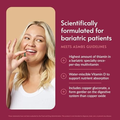 Bariatric Advantage Ultra Solo with Iron - Once-Per-Day Daily Multivitamin - for Bariatric Patients - with Thiamin, Vitamin A & More - Gluten Free - 90 Capsules - Thumbnail 2