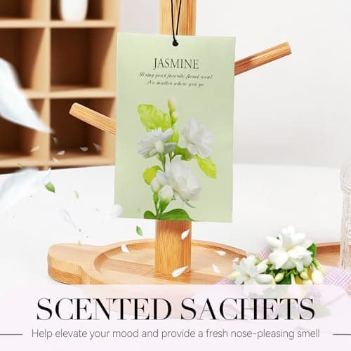 HOMELLAX Jasmine Scented Sachet Bags - 12 Pack Drawer & Closet Freshener, Long Lasting Odor Eliminator for Wardrobes, Cars & Storage, Home Fragrance Air Freshener Sachets - Thumbnail 2