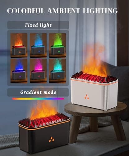 Essential Oil Diffuser, Flame Air Aromatherapy Diffuser, 7 Color Changing Light, Aromatherapy Humidifier with Auto Shut-Off for Home, Bedroom, Yoga, Spa(Black) - Thumbnail 5