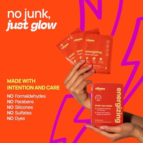 Elluma Beauty Under Eye Patches 12 Pairs of Themed Hydrogel Eye Gel Pads - For Puffy Eyes and Dark Circles, Under Eye Bags, Wrinkles - Energizing Set with Caffeine - Thumbnail 4