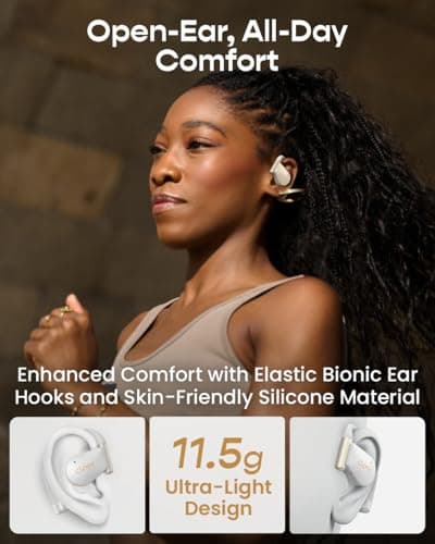 Cleer ARC 5 Open-Ear Headphones with Dolby Atmos & THX Spacial Audio – Smart Case with Touchscreen, 60H Battery, Bluetooth 5.4 Multipoint, IPX7 Waterproof Wireless Earbuds for Running & Workouts,White - Thumbnail 5