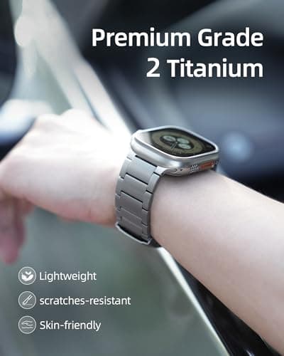 LULULOOK Titanium Ultra 3 Watch Band - Grade 2 Titanium Metal Band for Men, Compatible with Apple Watch Ultra 3/ Ultra 2/ Ultra 49mm, Series 11/10 46mm, Folding Clasp & DLC Coating,Titanium - Thumbnail 2