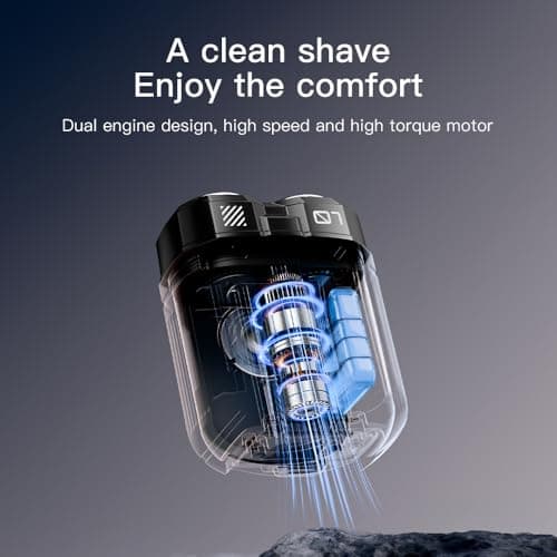 Mini Shaver, Portable Travel Shaver, Mini Rotary Shavers for Men, Dual Blades IPX7 Waterproof Cordless USB Rechargeable Electric Razor Trimmer - Thumbnail 6
