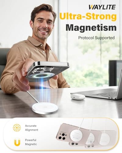 25W Wireless Charger for MagSafe, Qi2.2 Magnetic Fast Charging Pad for iPhone 17/16/15/14/13/12 Series & AirPods, Strong Magnet, Ultra-Thin & Portable Charger Mat for Travel Home Office(White, 2Pack) - Thumbnail 3