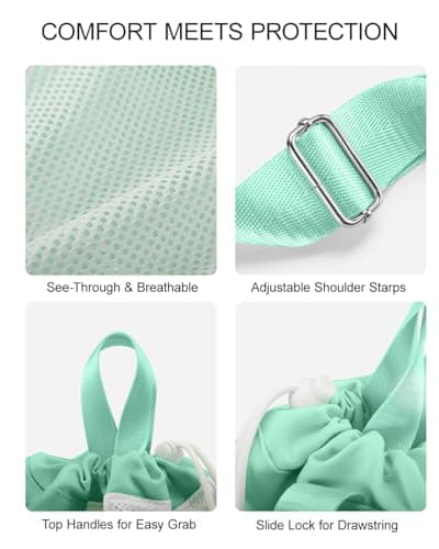 BAVELOE Swim Bag with Wet Pocket, Mesh Drawstring Backpack for Beach, Swimming, Snorkeling, Pool, Gym for Women Men (Mint Green) - Thumbnail 4