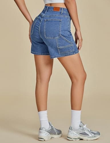 luvamia Jean Shorts for Women Womens High Rise Shorts Wide Leg Jean Shorts Blue Jean Shorts Women Stretchy Shorts for Women Womens Jean Shorts Size 14 Medium Blue Large Fits Size 12 / Size 14 - Thumbnail 2