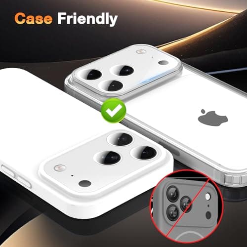 YWXTW [0 Bubbles for iPhone 17 Pro Max Camera Protector, Full Coverage Tempered Glass Lens Screen Protector for iPhone 17 Pro Max Accessories, Case Friendly, HD Clear, 3 Pack (Silver) - Thumbnail 5