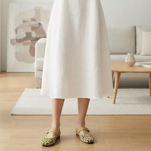 unsylvion Flats for Women Square Toe Ballet Flats with Ankle Strap Stylish Mary Jane Shoes Comfortable Casual Footwear Perfect for Everyday Wear Leopard - Thumbnail 6