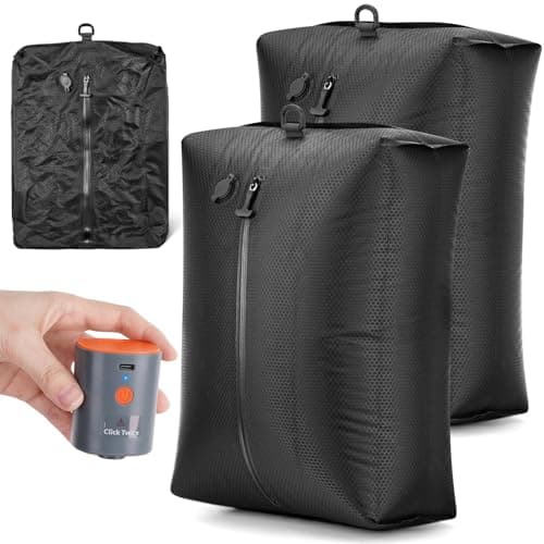 Travel Vacuum Seal Bags with Wireless Rechargeable Pump, 25L Durable Reusable Compression Packing Bags for Carry-On Suitcase & Backpack, IP67 Waterproof Space Saver Kit (2 Pack)
