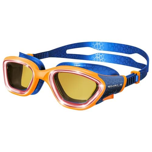 Whale Swim Goggles, HD Anti-Fog Goggles, Unisex | 100% UV Protection | Anti-Fog Design (Sunset Orange-Blue) - Image 1