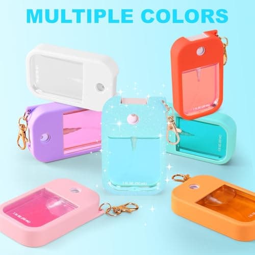 Palksky Hand Sanitizer Spray Glitter Case for Touchland,Silicone Case with Keychain for Power Mist and Glow Mist 1 fl oz(Glitter Sequin Blue),Travel Size - Thumbnail 6