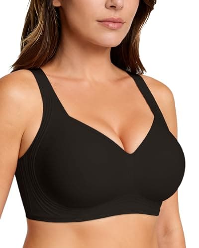 HORISUN Wireless Jelly Bras for Women Plus Size Supportive Seamless T-Shirt Bra Full Coverage Push Up Bralettes (Black 40D) - Image 1