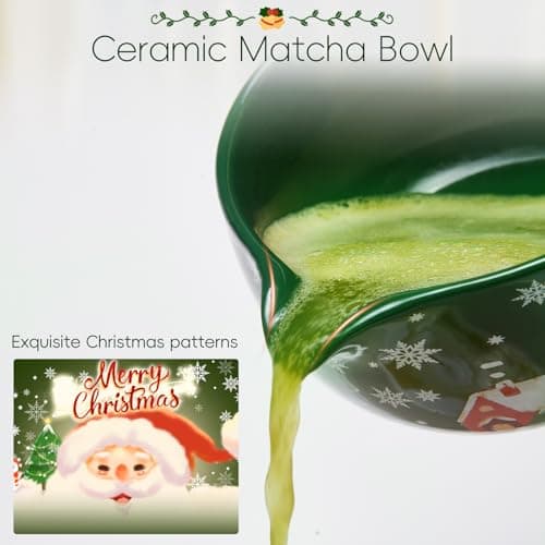 HUSHHAVN Christmas Gifts Matcha Whisk Set, Ceramic Matcha Set Includes Bowl & Holder, Bamboo Whisk (Chasen), Scoop, Spoon and Sifter, 6PCS Matcha Kit Covers Everything Needed for Making Matcha - Thumbnail 5