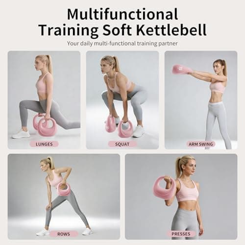 KYVYZOIC Soft Kettlebell, Kettlebells Anti-Slip Grip with Cushioned Impact-Resistant Base, Strength Training Kettlebells Sets for Home Workouts, Kettlebell for Women/Men/Beginners - Pink - Thumbnail 5
