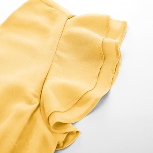 GRACE KARIN 2026 Womens Summer Dresses V Neck Ruffle Sleeve Floral Boho Beach A-Line Dress Light Yellow-Plain Small - Thumbnail 6