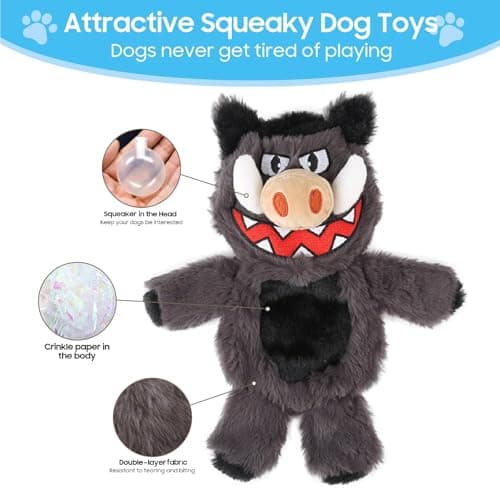 Bzonsmart 5 Pack Squeaky Dog Toys.Tough Plush Chew Toys for Dogs.Interactive Dog Toys to Keep Small Medium Large Breed Dogs Busy .Durable Anti-Boredom Dog Toy for Teething & Playtime. - Thumbnail 3