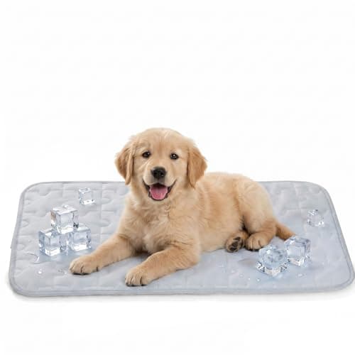 Petmorning Cooling Dog Mat for Crate, Breathable 3D Mesh Pet Bed with Moisture Wicking Core, Anti-Slip Washable Kennel Pad with Puzzle Pattern (Gray, Medium)