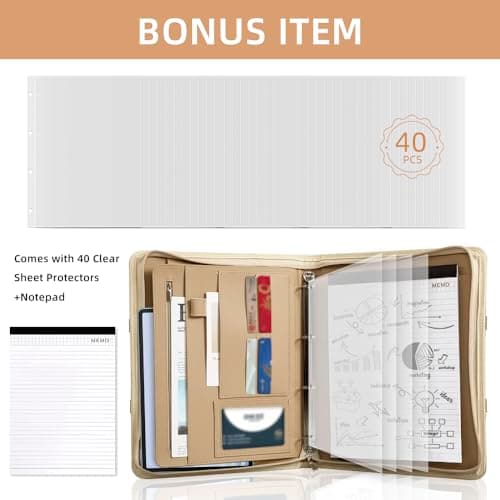 BRAVE ELK Zippered Padfolio Portfolio Binder, 40 Sleeves & Tablet Holder Case - Thumbnail 4