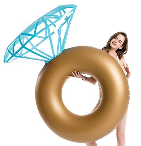 Jasonwell Inflatable Diamond Ring Pool Float - Engagement Ring Bachelorette Party Float Stagette Decorations Swimming Tube Floaty Outdoor Water Lounge Floats for Adults - Thumbnail 2