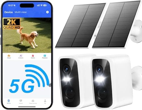 Security Cameras Wireless Outdoor,4MP Outdoor WiFi Wireless Cameras,Outside Battery Powered Camera for Home Security,AI Motion Detection,Color Night Vision,Spotlight,Siren Alarm,SD/Cloud Storage,2Pack - Image 1