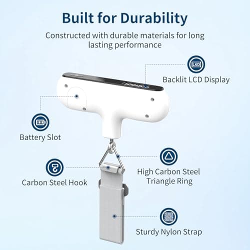 Ultrean Luggage Scale, 110lb Digital Suitcase Weight Scale for Travel, Portable Handheld Baggage Scale with Rubber Paint, Hook, Battery Included - Thumbnail 5